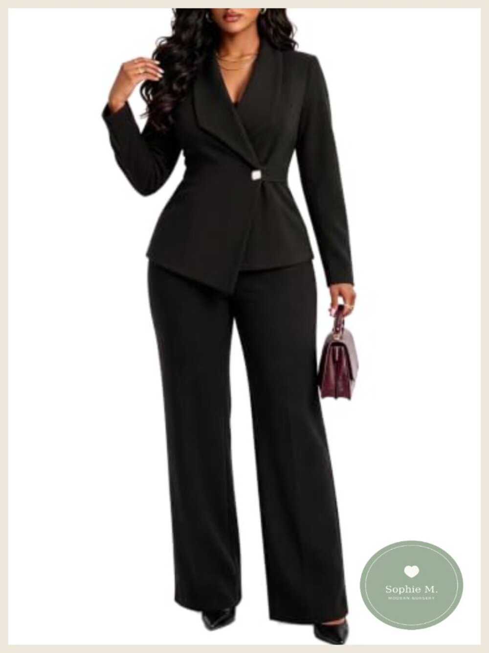2 Piece Suit Set for Women Business Casual Blazer Pants Office Work Outfit
